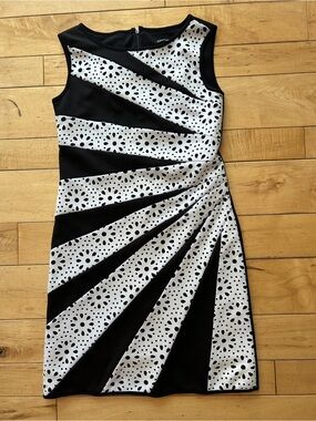 Boho Chic Black and White Sheath Dress, Size Small (made in USA)!